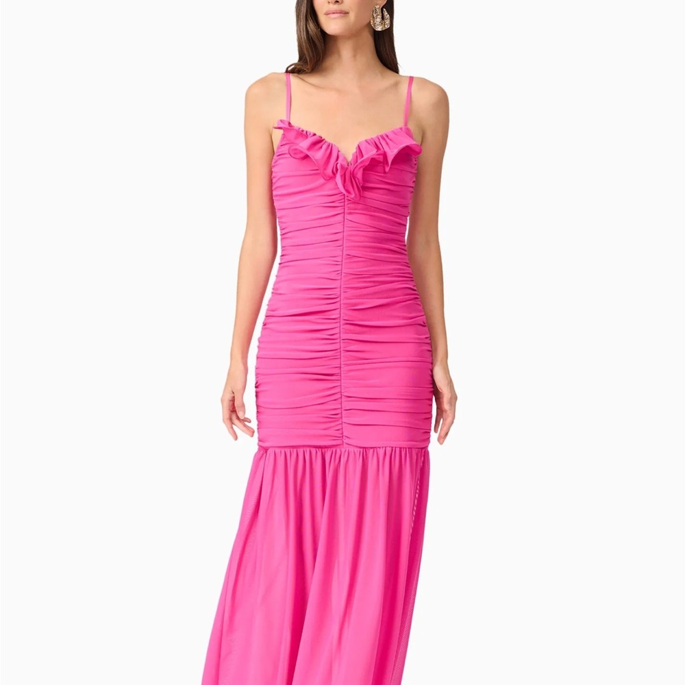 NWT Elliatt Celina Maxi Dress hot pink  Ruched sweetheart
